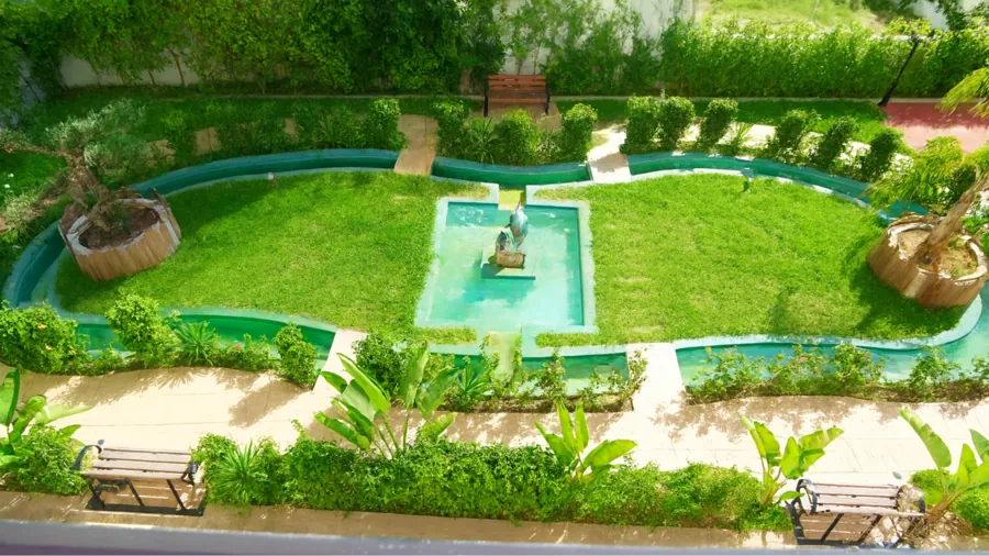 Landscaped garden of the residence