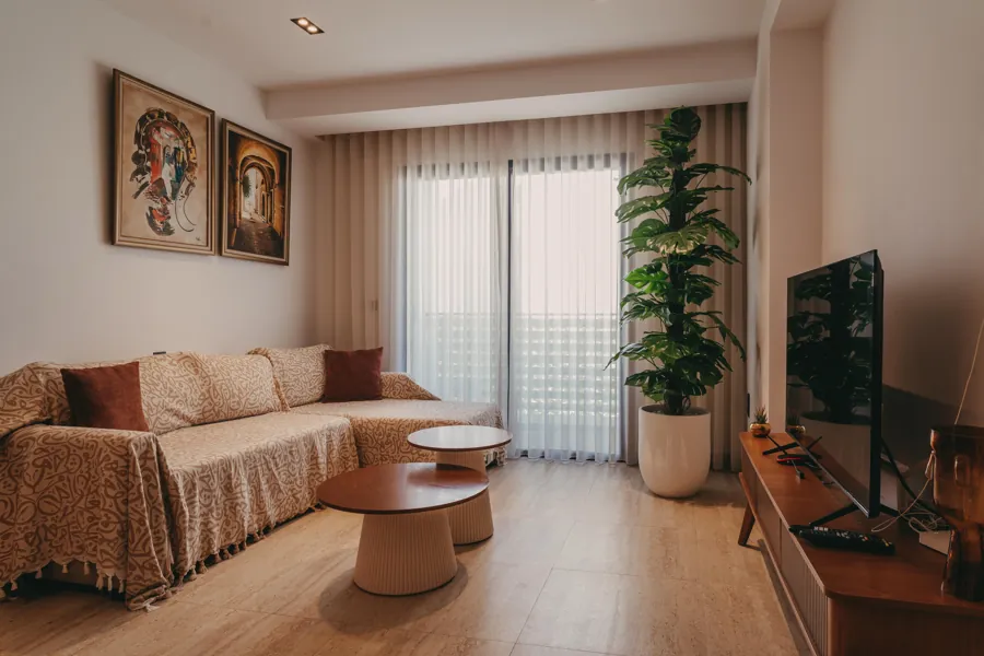Living room sofa and smart TV