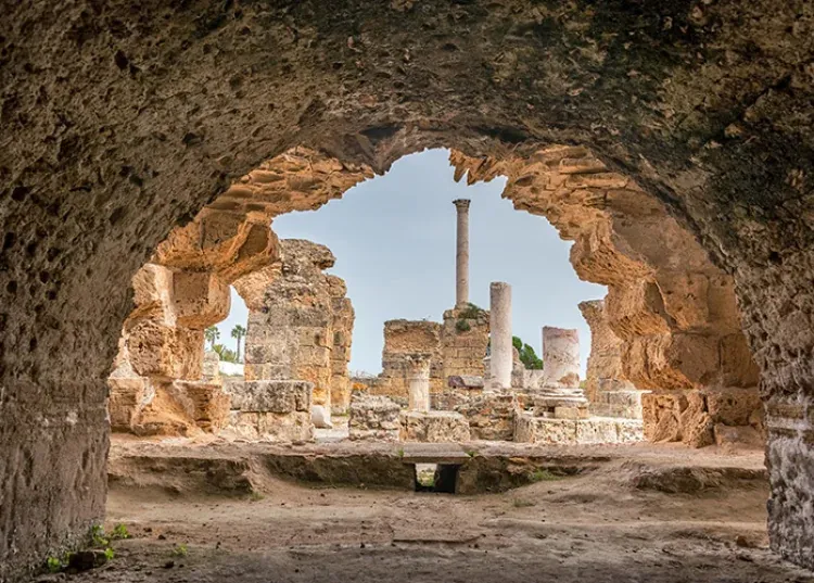 Roman columns at the Carthage archaeological site